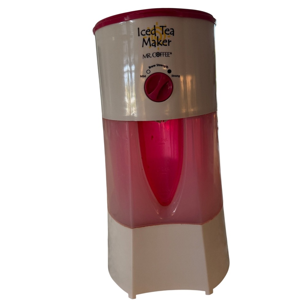 Mr. Coffee Iced Tea Maker Unisex 3 Qt White Pink Adjustable Brew Strength 7M70W